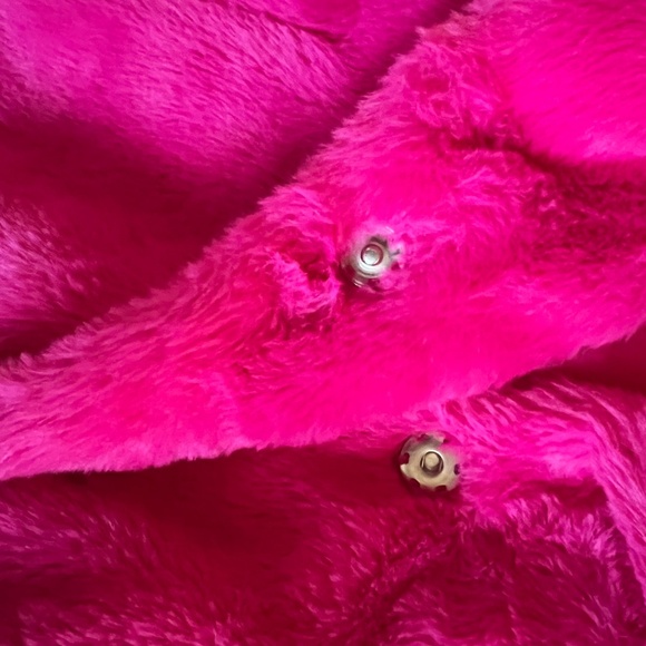 Hot Pink Faux Fur Coat NWT | Statement Jacket Barbiecore Size Large - Picture 3 of 6